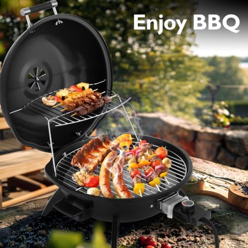 Outvita Outdoor/Indoor Electric Grill, 1600W Portable Removable Stand,Black - Image 7