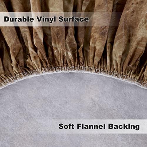 LUSHVIDA Round Tablecloth Fitted Table Cloth for 36"-44" Table Brown Marble - Image 3
