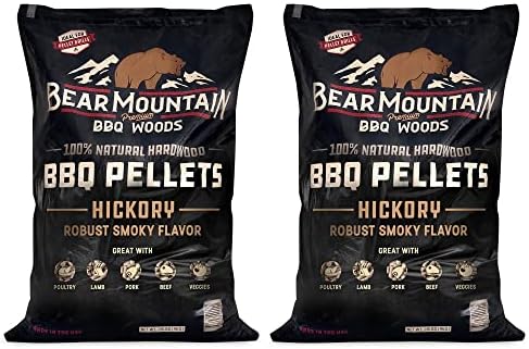 Bear Mountain FB14 Premium All Natural Low Moisture Hardwood Smoky Hickory BBQ Smoker Pellets for Outdoor Grilling, 40 Pound Bag (2 Pack) by BearMountainBBQ