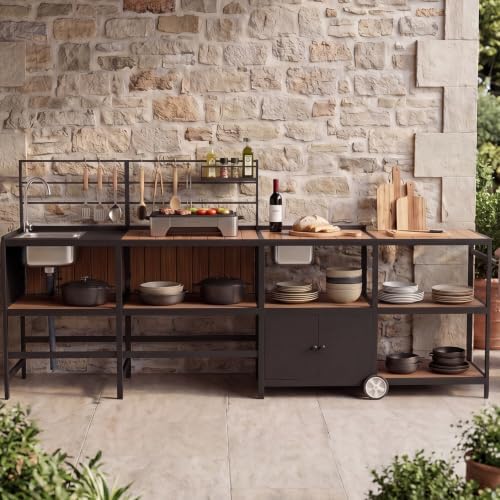 Modular Outdoor Kitchen Island with Sink, 4Pcs Aluminum Outdoor Kitchen Kit by Rotihom