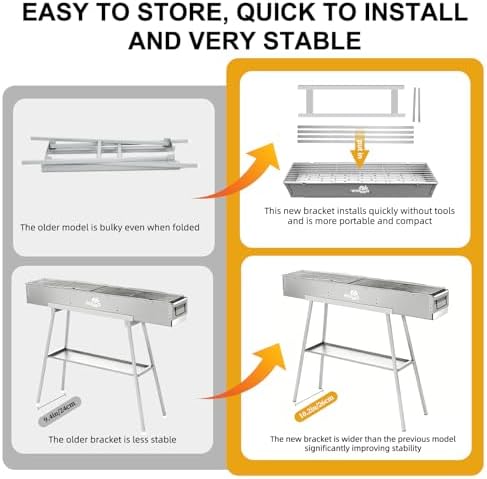 WILLBBQ Charcoal Grill, Portable BBQ Grill with Removable Stand & Shelf - Image 3