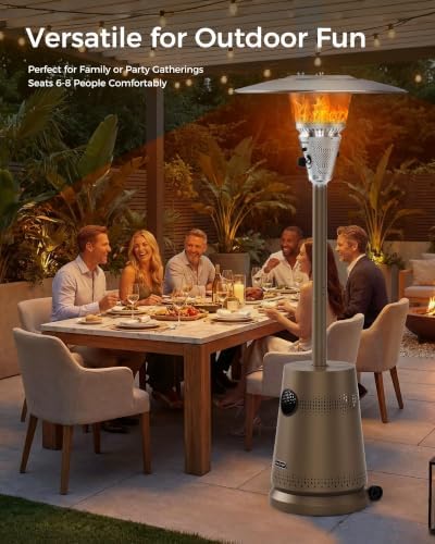 50,000 BTU Patio Heater for Outdoor Use, Portable Propane Patio Heater with Wheels, Stainless Steel Burner for Porch, Deck, Garden, Commercial (Brown) - Image 7