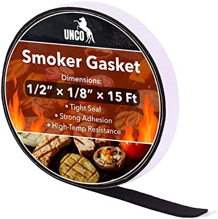 UNCO- Grill Gasket, 1/2"x1/8", 15 ft, Smoker Gasket Sealer by Unco