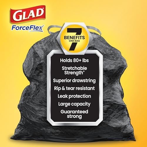 Glad Large 30 Gallon Trash Bags, Pine-Sol Heavy Duty Garbage Bags, Forceflex with Drawstring, 25 Count (Packaging May Vary) - Image 2