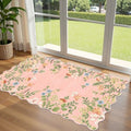 Pink Floral Entry Rug, 3x5 Ft Indoor Outdoor Mats for Front Door by Othilic