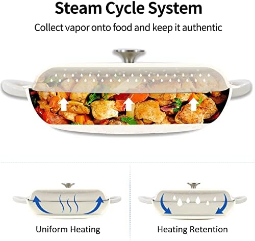 3.8 Quart Enameled Cast Iron Braiser Pan with Lid, Dual Handles Skillet - Image 3