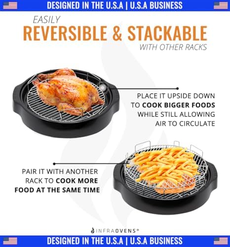 2 inch Anti Rust Stainless Steel Grill Rack Compatible with Nuwave® Oven Pro, Pro Plus, Elite, Breville, Black & Decker, Convection Oven Replacement, Stackable, Reversible 1 inch for Cooking, Cooling - Image 3