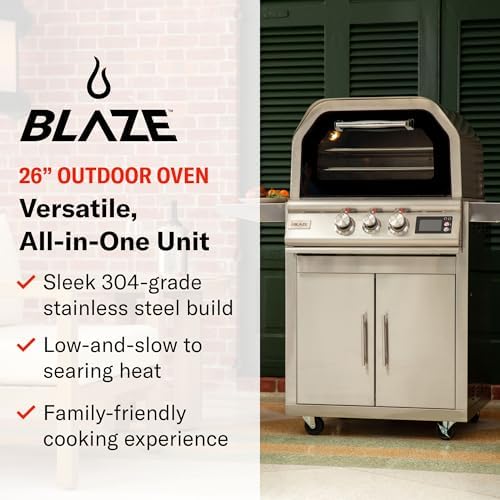 Blaze 26-Inch Freestanding Propane Outdoor Pizza Oven with Rotisserie & Cart | 17-Inch Rotating Ceramic Pizza Stone | Dual Cooking Racks | Digital Controls & Meat Probes | BLZ-26-PZOVN-LP - Image 2