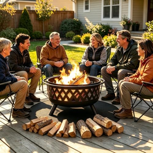 48" Fire Pit Mat Double-Sided Fireproof Under Grill Mat Round Deck Patio BBQ Protector Pad Indoor Fireplace Mat Portable for Outdoor Camping - Image 6