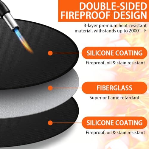 48" Fire Pit Mat Double-Sided Fireproof Under Grill Mat Round Deck Patio BBQ Protector Pad Indoor Fireplace Mat Portable for Outdoor Camping - Image 3