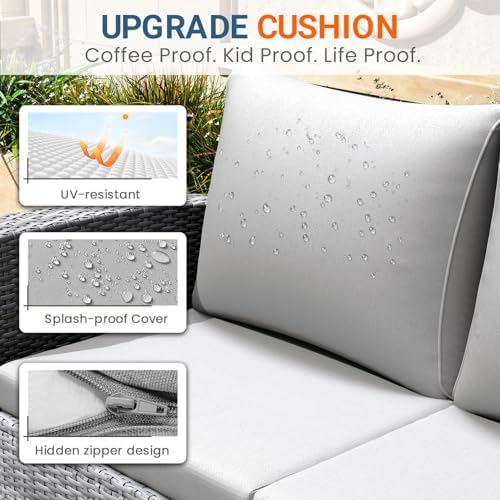 Wisteria Lane 4 Piece Outdoor Wicker Patio Furniture Set for All Weather - Image 5