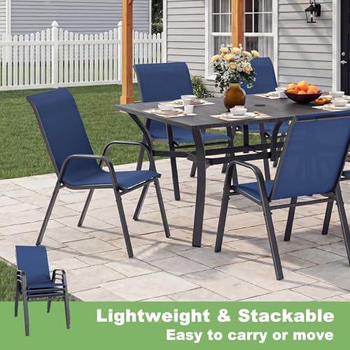 Outdoor Dining Set for 4, Metal Table and Stackable Chairs - Image 4