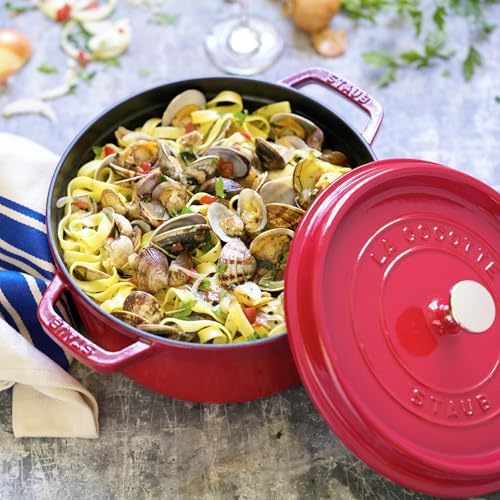 STAUB Cast Iron Dutch Oven 4-qt Round Cocotte, Made in France, Serves 3-4, Cherry - Image 5