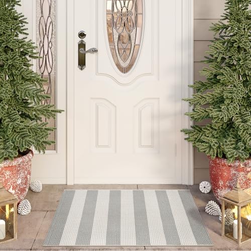 OJIA Front Door Mat Outside Entrance 24"x36" Striped Small Outdoor Rugs - Image 6
