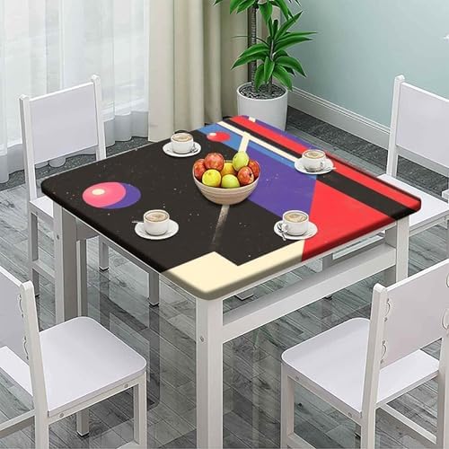 Table Cloths with Elastic Corners, Modern Minimalism Pattern Printed on Fade Resistant Fitted Table Covers, Use for Kitchen Patio Restaurant, Fit for 36" x 36" Square Tables - Image 2