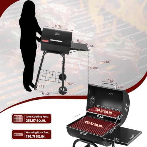 Barrel Charcoal Grill, 388 Sq. In. Outdoor BBQ Grill - Image 5