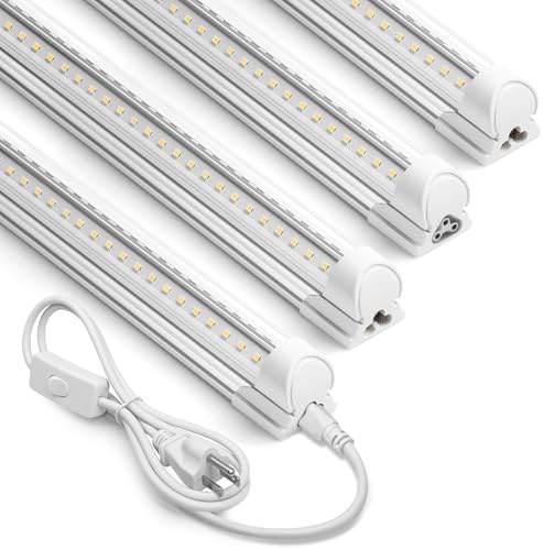 Barrina T8 LED Shop Lights 2FT, 20W 3000LM 5000K, 4 Pack, High Output Tube by Barrina