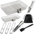 8-Piece BBQ Grill Basket Set - Stainless Steel Vegetable Grilling Basket with Detachable Handle & Lid, Portable Fish Grilling Basket & Meat Roaster, Grilling Gifts for Men Dad by Unknown