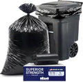 Plasticplace 95-96 Gallon Heavy Duty Black Trash Bags - Contractor Grade, Extra Large Garbage Bags for Construction & Outdoor Trash Cans, 1.2 Mil Thick, 61” x 68” (15 Count Roll) by Plasticplace