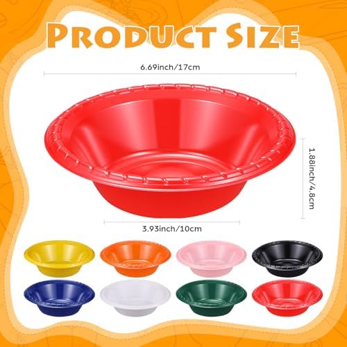 100 Pack 16oz Red Disposable Plastic Bowls Dessert, Ice Cream, Salad, Soup Serving Cups for Party, Picnic, Food Snacks (Red) - Image 2