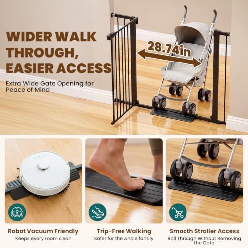 Mumeasy 36-63.3 in Baby Gate for Doorways, 36 in Extra Tall Pet Gate, Black - Image 3