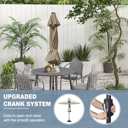 EliteShade USA 10-Year-Non-Fading 10ft Market Patio Umbrella, Commercial Grade Table Sun Umbrella with 80 Solar LED Lights, Crank Open, Windproof & UPF 50+ UV Protection for Garden, Deck, Pool, Backyard, No Tilt, Mushroom - Image 4