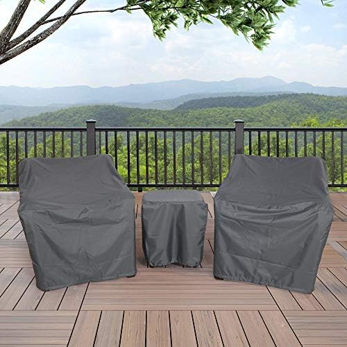 Patio Furniture Covers,Outdoor Furniture Cover Waterproof,Patio Furniture Set Covers for 3 Piece Outdoor Bistro,Patio Sofa Covers Set for 2 Chairs and Coffee Table,Grey - Image 4