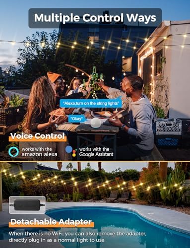 XMCOSY+ Patio Lights, Smart 50Ft Outdoor String Lights with 25 G40 Bulbs - Image 3