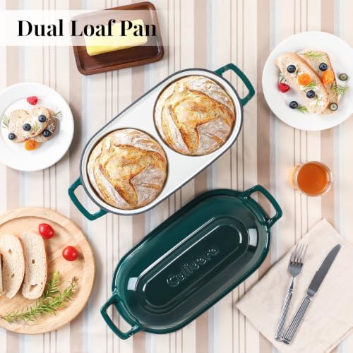 Cast Iron Double Dutch Oven, Mini Enamel Sourdough Bread Pan with Lid - Image 2