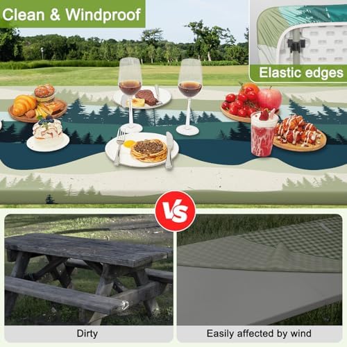 Picnic Table and Bench Cover Set, Waterproof Fitted Elastic Cloth - Image 5