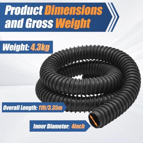 4" ID x 11' Length Car Exhaust Hose for Garage - Image 2