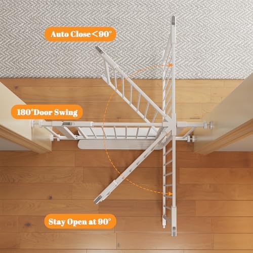 Extra Wide Baby Gate with Door 70-85.7 Inch Pressure Mounted, Auto Close Child Baby Gates for Doorways No Drill, Walk Through Dog Gate Indoor for The House, White - Image 5