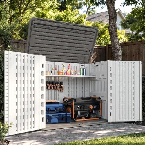 UDPATIO 34 Cu.Ft Resin Storage Shed,Horizontal Outdoor Shed,White by UDPATIO