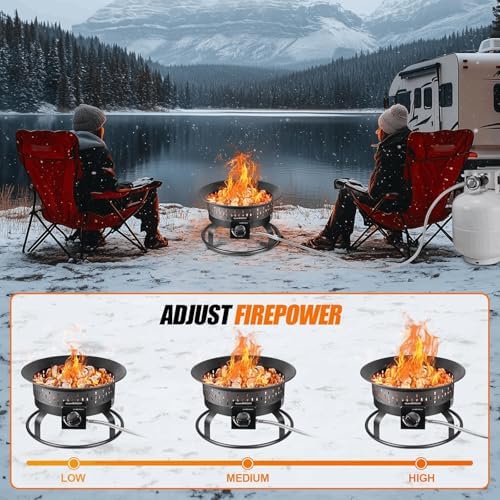 GasBRUH Outdoor Portable Propane Fire Pit, 19-Inch,60,000 BTU with Cover&Carry Kit,Camping Propane Fire Pits,Gas Firebowl,Portable Gas Fire Pit for Outside Patio,Backyard,Camping,RV,Deck,Tailgating - Image 2