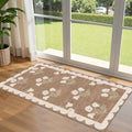 Front Door Mat Indoor Entrance, 2x4.3 Tan Boho Floral Farmhouse Rug by Othilic