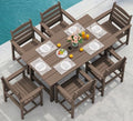 SERWALL 7 Pcs Outdoor Dining Set, 67" HDPE Dining Set for 6, Coffee by SERWALL