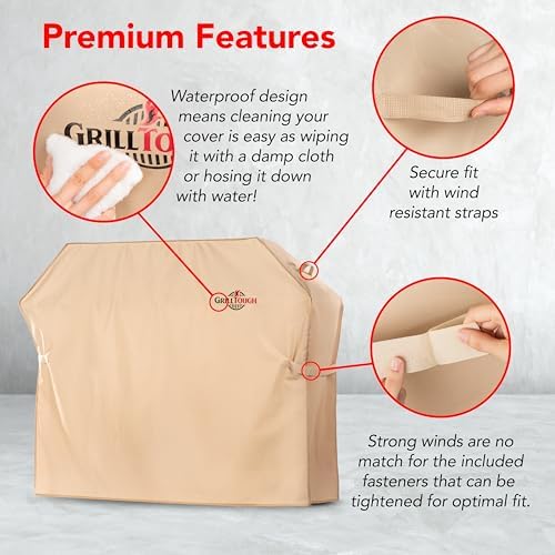 GrillTough Heavy Duty BBQ Grill Cover for Outdoor Grill, 30 Inch Tan - Image 4