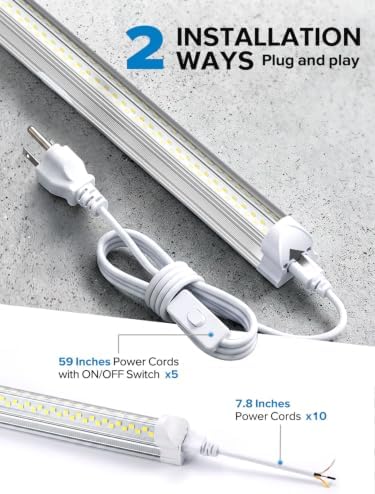 Super Bright 50W Led Shop Lights 4FT 10-Pack 5000K 7500LM For Garage Shop - Image 4