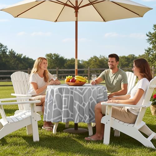 LUSHVIDA Moroccan Round Outdoor Tablecloth with Umbrella Hole 60 Inch - Image 2