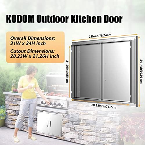 Outdoor Kitchen Doors 31''W X 24''H, Flush Mount Stainless Steel BBQ Access Doors, Double Grill Access Door for Outdoor Kitchen Cabinets and BBQ Island - Image 2