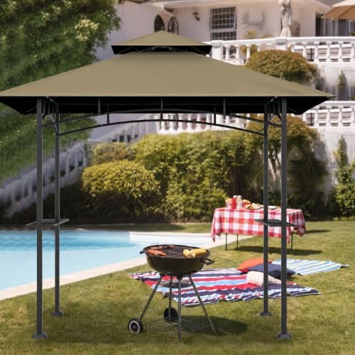 5' x 8' Grill Gazebo Replacement Top, Khaki Canopy Top Cover Only - Image 5