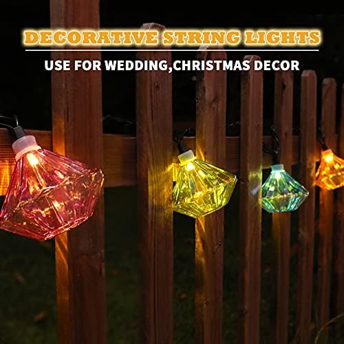 Vigdur Lantern String Lights - Multicolor Decorative String Lights Plug in with 10 Diamond Shaped Bulbs, Indoor String Light for Xmas Party Wedding Bedroom Patio Decor - Image 4