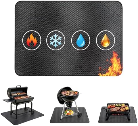 48"x30" Under Grill Mat, Fireproof Grill Mats for Outdoor Grill Deck Protector, Large Heat Resistant & Waterproof BBQ Mat, Reusable Floor Rug Pad for Blackstone, Smoker and Patio by Unknown