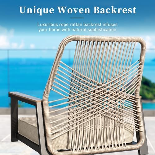 SUNSHINE VALLEY 5pc Patio Dining Set, 42" Round Table & 4 Rattan Chairs - Image 2