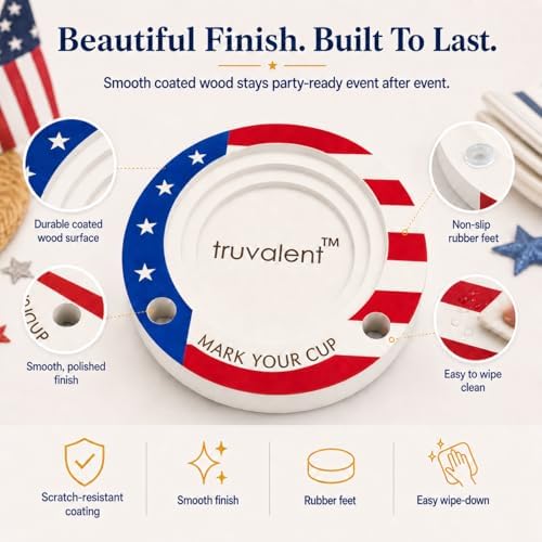 Party Cup Holder With Marker Slots & "Mark Your Cup" Engraved (Patriotic) - Image 5