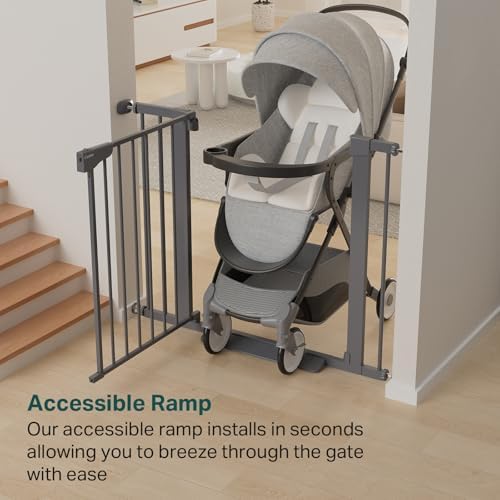 Cumbor 30-40.6 in Baby Gate for Stairs and Doorways, Dog Gate Cool Gray - Image 6