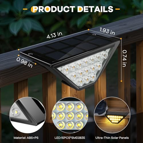BKBB PPBB Solar Step Lights for Outside, Solar Stair Lights Outdoor Waterproof, Deck Step Lights for Fence, Patio, Yard, Porch, Front Door, Sidewalk, Garden, Patio Decor (6, Warm White) - Image 5