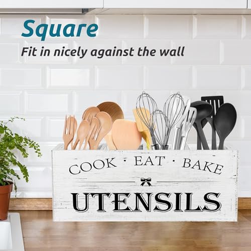 Suli Extra Large Utensil Holder Countertop for Kitchen Counter,White Grain - Image 5