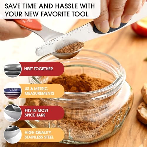 Spring Chef Stainless Steel 8 Magnetic Measuring Spoons, Mountain Sunrise - Image 5