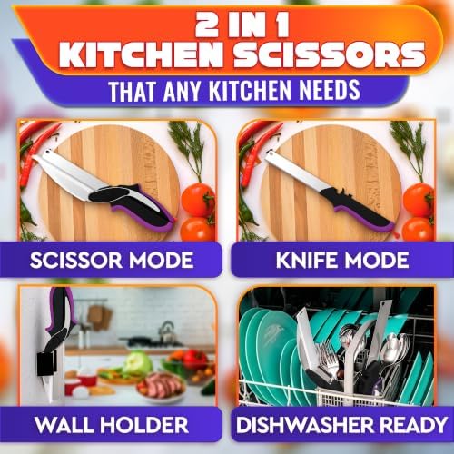 2 in 1 Kitchen Scissors for Food with Cutting Board, Safety Lock - Image 4